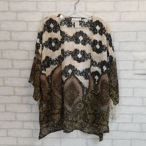 Color lounge paisley print lacopen cover up size L